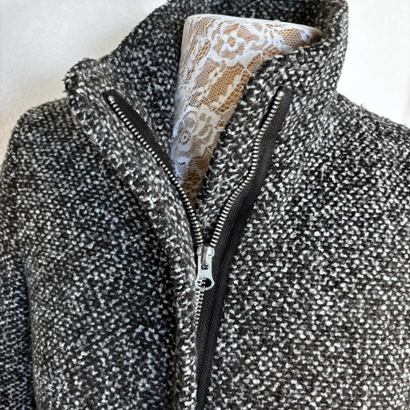 Old Navy Women Sz XS Zipper Funnel Neck Coat Black Wool Blend Jacket Classic - Picture 7 of 16